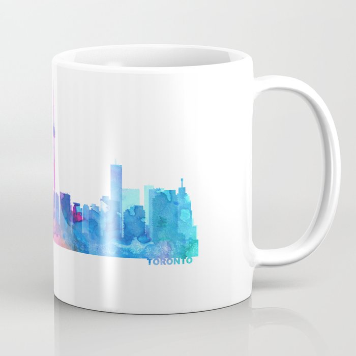 Toronto Skyline Watercolor Blue Orange Pink Purple Green Cityscape Toronto Canada City Skyline Coffee Mug