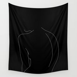 Minimal line drawing of woman's body - Alex black Wall Tapestry