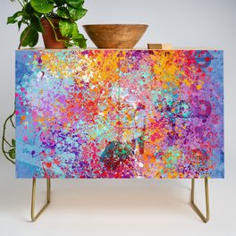 Abstract Colorful Expressionism Art Sea of Emotions Credenza