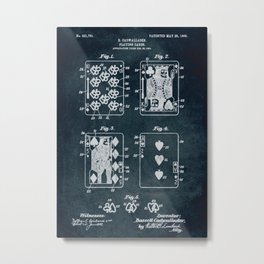 1904 - Playing cards patent art Metal Print | Blueprints, Art, Print, Poster, Blueprint, Patent, Blue, Poker, Playing, Drawing 