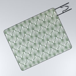 Art Deco Mint Green & White Abstract Pattern Picnic Blanket