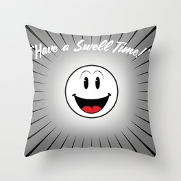 Swell time. Vintage cartoon Smiley Throw Pillow