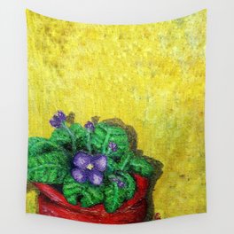 Purple Flowers in Oil Wall Tapestry