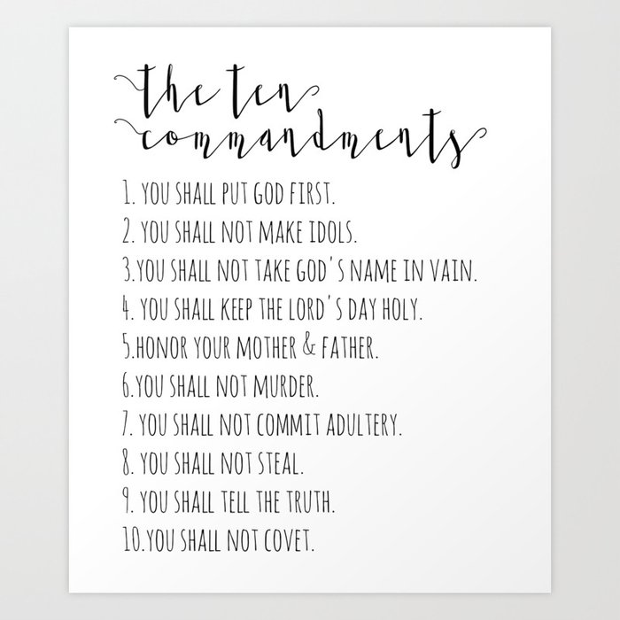 The Ten Commandments Exodus 20 Art Print