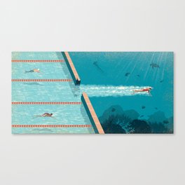 Comfort Zone Canvas Print | Fishes, Concept, Swimming, Competition, Challenge, Break, Digital, Ocean, Curated, Sea 