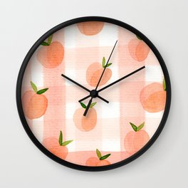 Peach Gingham Wall Clock