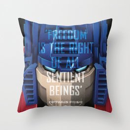 Optimus Prime Quote Throw Pillow