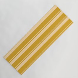 [ Thumbnail: Tan and Goldenrod Colored Stripes Pattern Yoga Mat ]