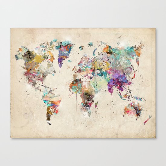 world map rustic Canvas Print
