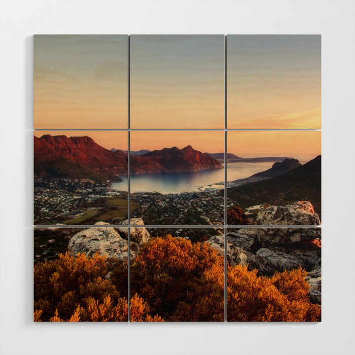 South Africa Photography - Beautiful Sunset Over Cape Town Wood Wall Art