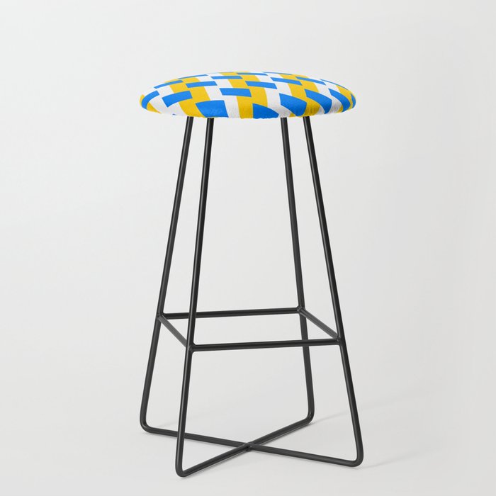 Patterns Abstract Blue Yellow White Bar Stool