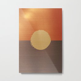 Setting Sun Metal Print | Simple, Sun, Graphicdesign, Terracotta, Steelgrey, Warm, Neutralcolors, Bronze, Orange, Abstract 