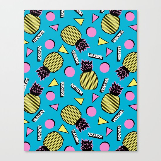 Primo - memphis retro throwback 1980s 80s neon style pop art wacka designs pineapple tropical fruit Canvas Print