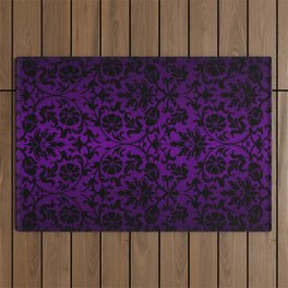 Purple and Black Damask Pattern Design Outdoor Rug