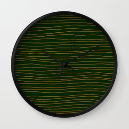 Hand Drawn Lines - Orange / Dark Green Wall Clock