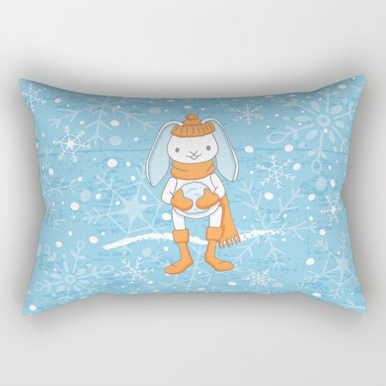 Bunny and Snowflakes_3 Rectangular Pillow