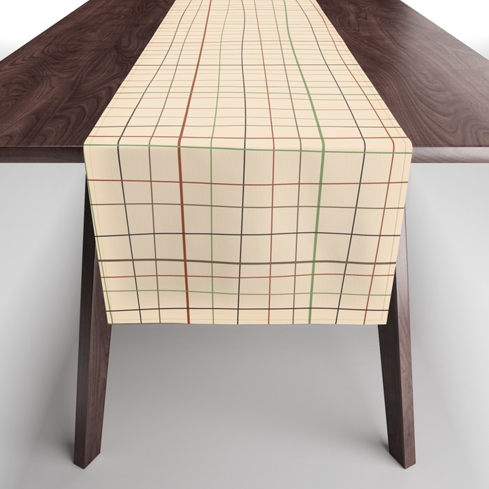 Abstract Plaid 2 neutral Table Runner