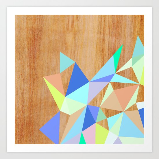 Wooden Geo Aqua Art Print