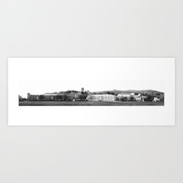 USMA West Point New York Army Barracks Panoramic Black and White Art Print