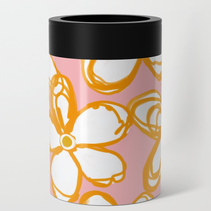 Cute Retro Hippie Flowers Can Cooler