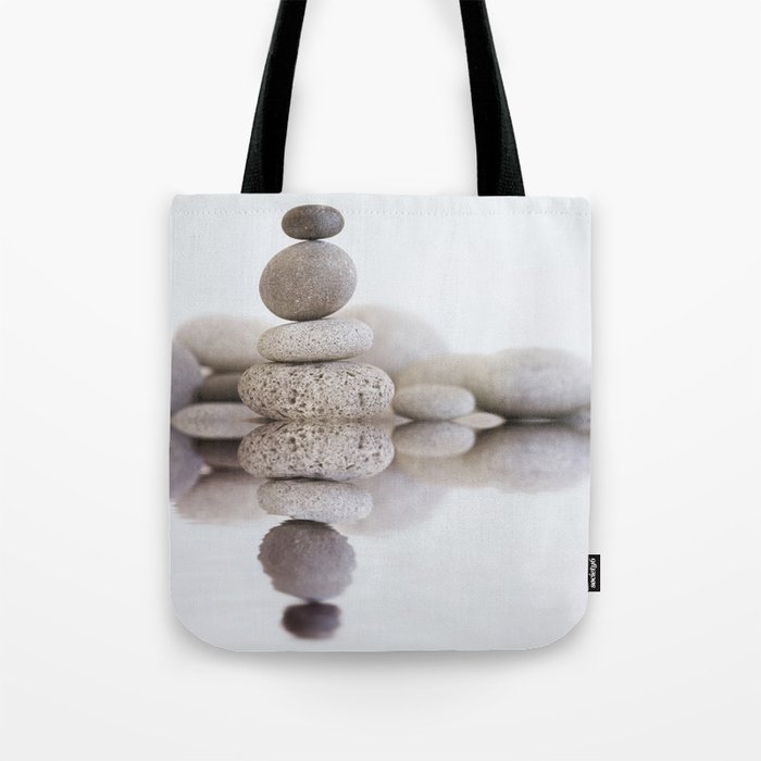 Stone Balance pebble cairn and water Tote Bag