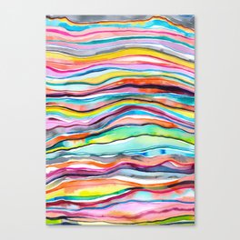 Watercolor Abstract Mineral Layers Colorful Canvas Print