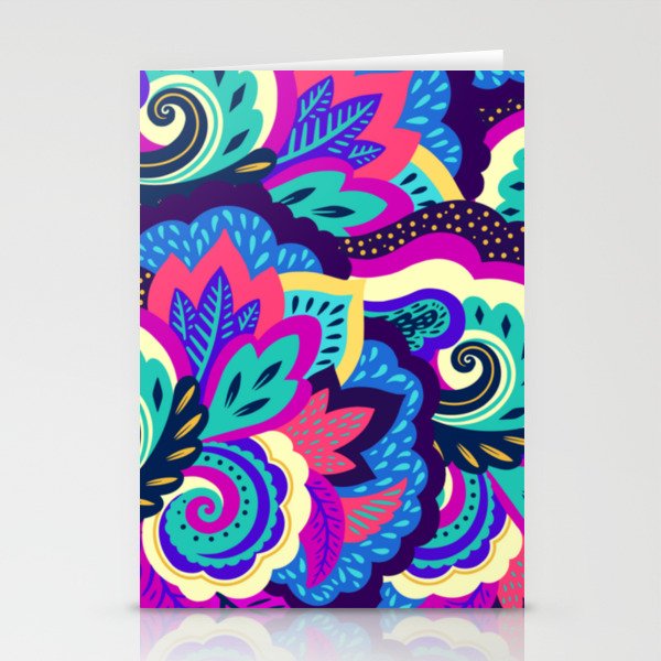 Cool Palette Neon Abstract Tropical Jungle Print Stationery Cards