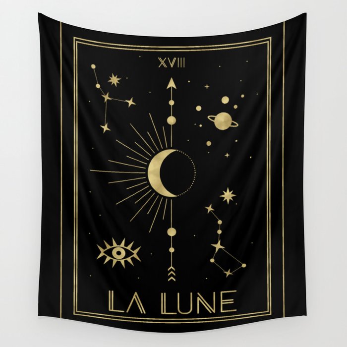 The Moon or La Lune Gold Edition Wall Tapestry