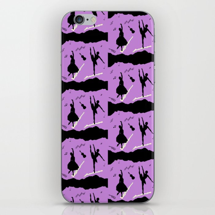 Two ballerina figures in black on violet paper iPhone Skin