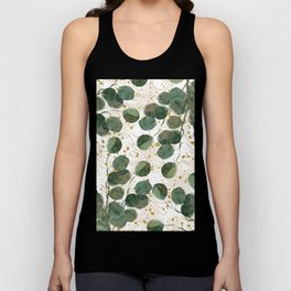 Abstract gold glitter green watercolor eucalyptus leaf Tank Top