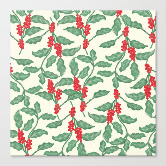 Coffee Plant Pattern Canvas Print