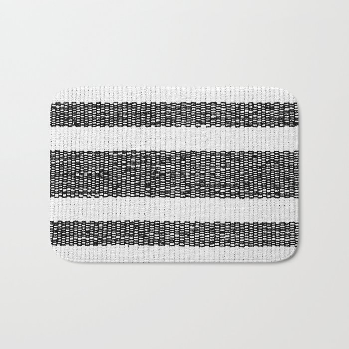 Woven Stripes Black and White Bath Mat