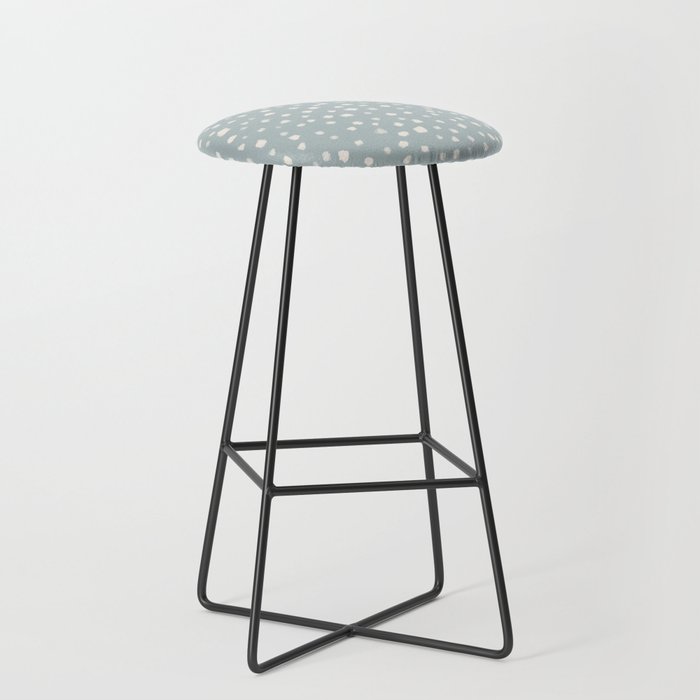 Minimalist Pale Painted Smudge Dots Pattern in Light Blue Gray and Cream Bar Stool