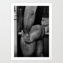 sexy gay guy with sexy hairy ass, male nude, sexy male butt, erotic male nude Art Print Art Print