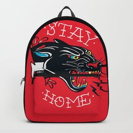 Stay Home Panther Tattoo Backpack | Graphicdesign, Vector, Animal, Vintage, Illustration, Gym, Strong, Digital, Crossfit, Stayhome 