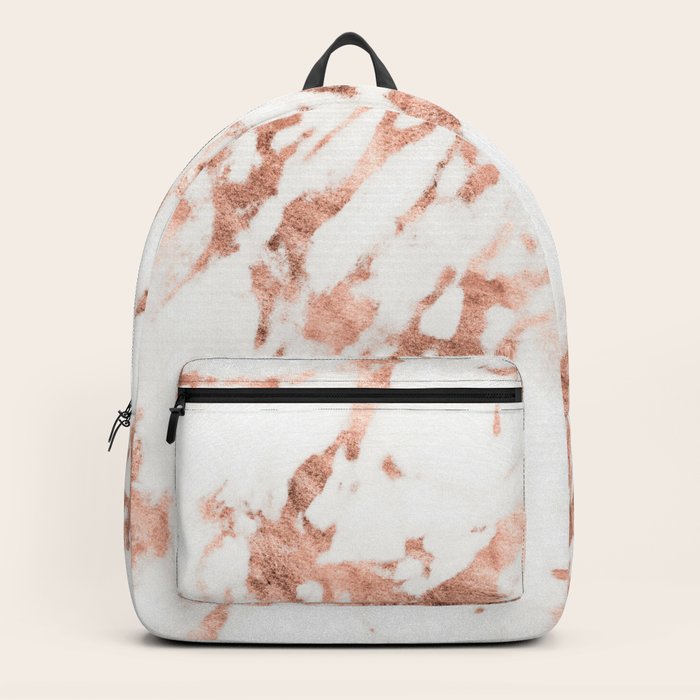 marble backpack rose gold