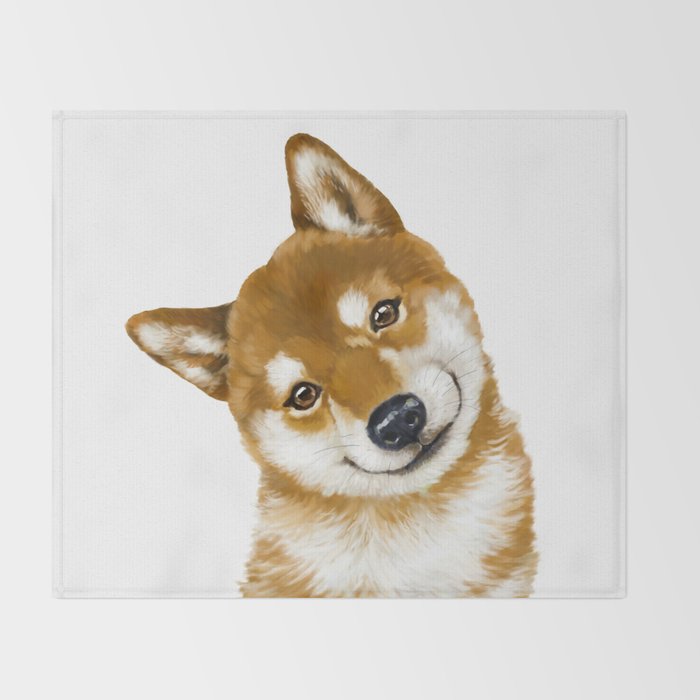 Smile Shiba Inu Throw Blanket