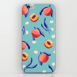 Seamless pattern with hand drawn peaches and floral elements VECTOR iPhone Skin