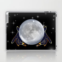 Mystical Hands holding the full moon performing a magic ritual	 Laptop Skin