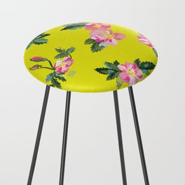 Yellow and Pink Roses Art Counter Stool