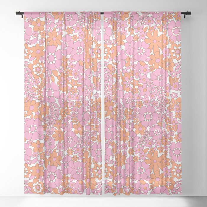 vintage pink 4 Sheer Curtain
