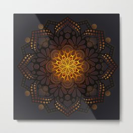 "Warm light Moroccan lantern Mandala" Metal Print | Moroccan, Graphicdesign, Geometric, Warm Light, Orange, Fire, Mystical, Lantern, Black, Tribal 