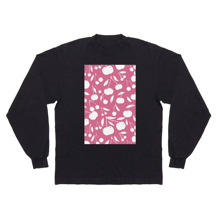 Cherries pattern - pink Long Sleeve T Shirt