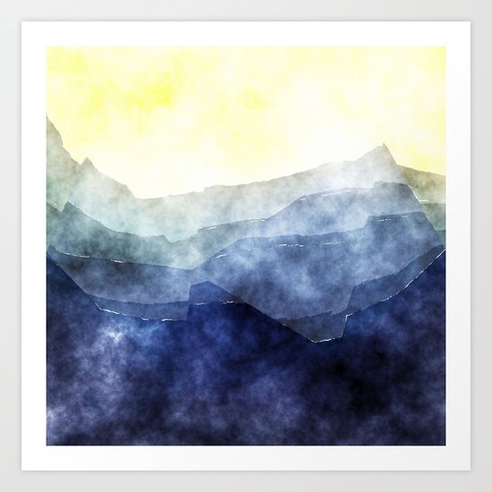 Sun behind the mountains - Modern abstract triangle pattern Art Print