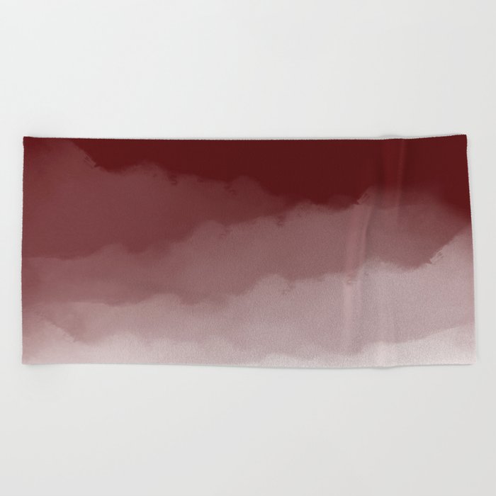 Maroon Watercolor Ombre maroon white Beach Towel by Design Minds