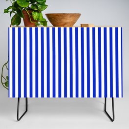Cobalt Blue and White Vertical Deck Chair Stripe Credenza