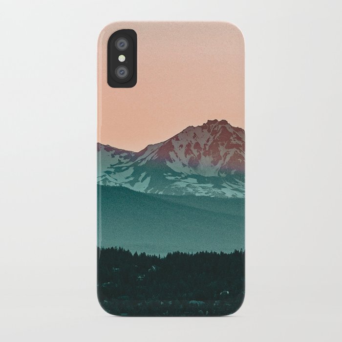 Grainy Sunset Mountain View // Textured Landscape Photograph of the Beautiful Orange and Blue Skies iPhone Case