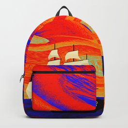 Sky Colorful swirl abstract orange and blue  Backpack