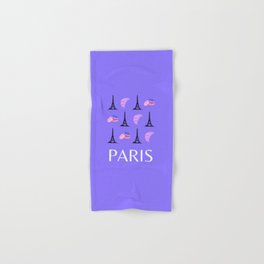 Paris Eiffel Tower Retro Modern Purple Lilac Art Decor Illustration  Hand & Bath Towel