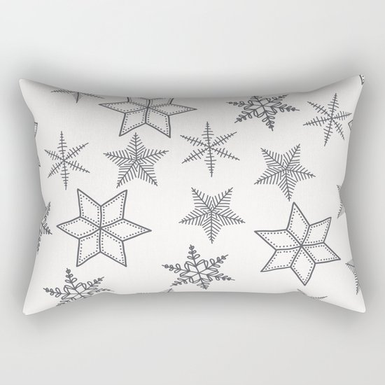 Grey Snowflakes On White Background Rectangular Pillow